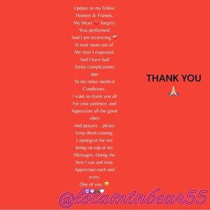 Update After heart surgery-closet open but asking for patience to get items out